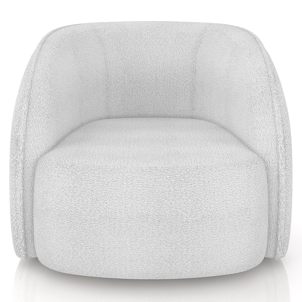 Kit Sofá 4 Lugares Eron 288cm Com Poltrona Giratória Angelina M03 Bouclê Branco - Lyam Decor