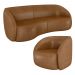 Kit Sofá 4 Lugares Eron 288cm Com Poltrona Giratória Angelina M03 Couríssimo Whisky - Lyam Decor