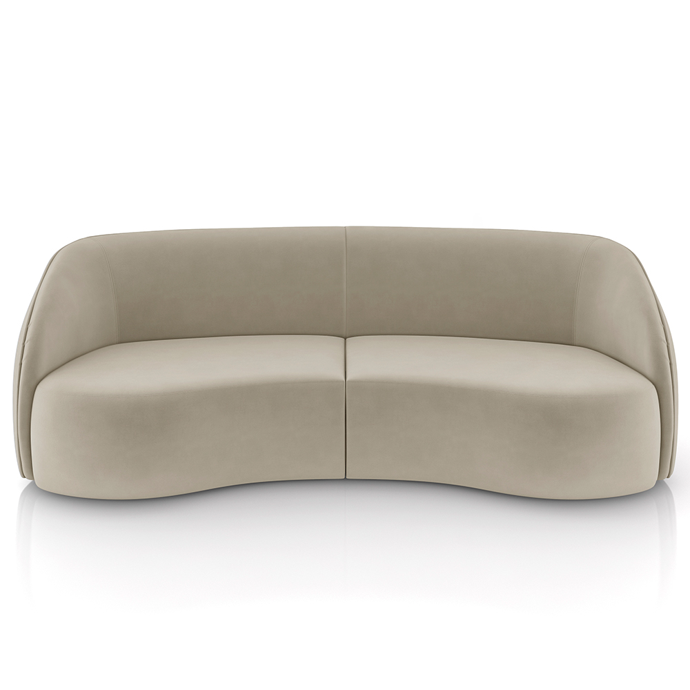 Kit Sofá 4 Lugares Eron 288cm Com Poltrona Giratória Angelina M03 Veludo Bege - Lyam Decor