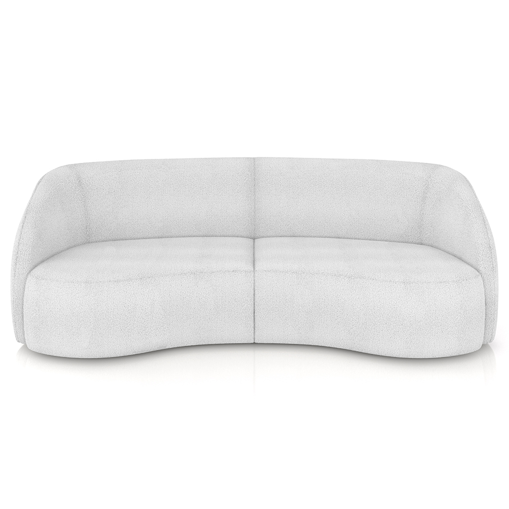 Kit Sofá 4 Lugares Eron 318cm Com Poltrona Giratória Angelina M03 Bouclê Branco - Lyam Decor