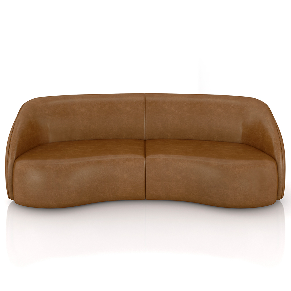 Kit Sofá 4 Lugares Eron 318cm Com Poltrona Giratória Angelina M03 Couríssimo Whisky - Lyam Decor