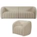 Kit Sofá 4 Lugares Para Sala de Estar 252 cm Com 01 Poltrona Lazio M03 Bouclê Bege - Lyam Decor