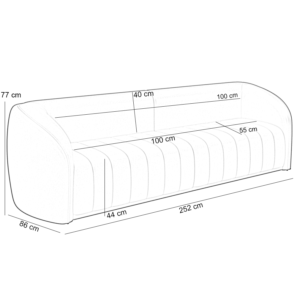Kit Sofá 4 Lugares Para Sala de Estar 252 cm Com 01 Poltrona Lazio M03 Bouclê Bege - Lyam Decor