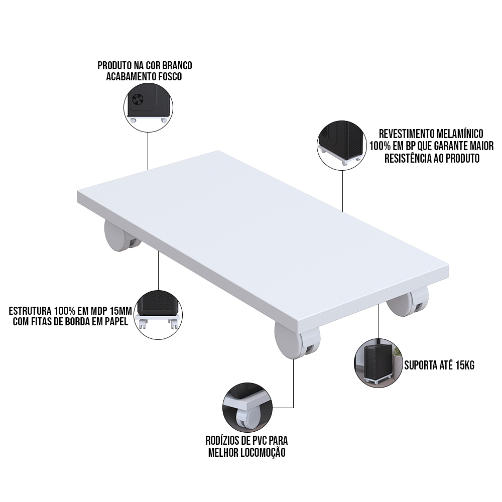 Kit Suporte Para Cpu Nobreak Guide Cyber e Suporte De Monitor Stand Lap L03 Branco - Lyam Decor