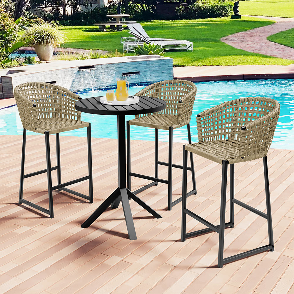 Mesa Bistrô Alta Decorativa Para Área Gourmet Bar Alumínio 105 cm Hani D04 Preto - Lyam Decor