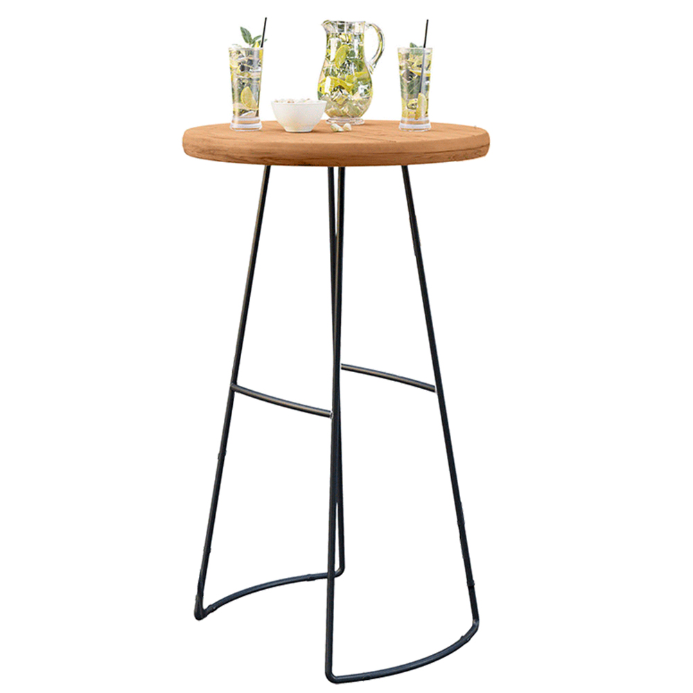 Mesa Bistrô Bar Alta Estrutura Em Aço Ravi D01 Peroba Rosa - Lyam Decor