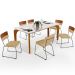 Mesa Capri 160 Off White 6 Cadeiras Allana B05 Faixa Couríssimo Camel Linho Bege Escuro - Lyam Decor