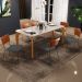 Mesa Capri 160 Off White Com 6 Cadeiras Allana B05 Couríssimo Camel Linho Cinza Escuro - Lyam Decor
