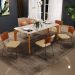 Mesa Capri 160 Off White E 6 Cadeiras Allana B05 Couríssimo Camel Linho Bege Escuro - Lyam Decor