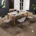 Mesa Capri 160 Off White Nature Com 6 Cadeiras Allana B05 Faixa Corano Preto Linho Bege - Lyam Decor