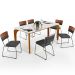 Mesa Capri 160 OffWhite 6 Cadeiras Allana B05 Faixa Couríssimo Camel Linho Cinza Escuro - Lyam Decor