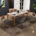 Mesa Capri 160 OffWhite 6 Cadeiras Allana B05 Faixa Couríssimo Camel Linho Cinza Escuro - Lyam Decor