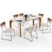 Mesa Capri 160 cm Off White Com 6 Cadeiras Allana B05 Faixa Couríssimo Camel Linho Cru - Lyam Decor