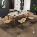 Mesa Capri 160cm Off White 6 Cadeiras Allana B05 Faixa Corano Preto Linho Bege Escuro - Lyam Decor