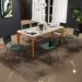 Mesa Capri 160cm Off White 6 Cadeiras Allana B05 Faixa Corano Preto Linho Verde Musgo - Lyam Decor