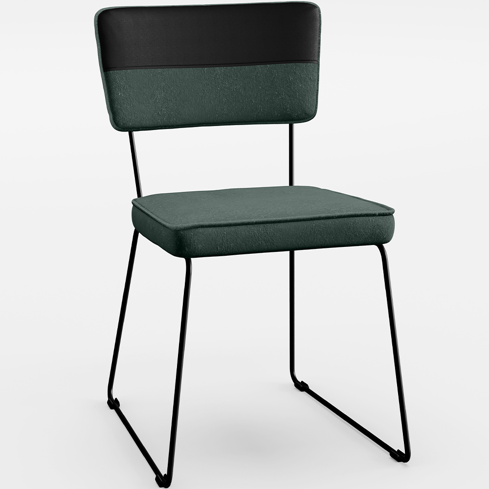 Mesa Capri 160cm Off White 6 Cadeiras Allana B05 Faixa Corano Preto Linho Verde Musgo - Lyam Decor