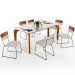 Mesa Capri 160cm Off White 6 Cadeiras Allana B05 Faixa Couríssimo Camel Linho Champagne - Lyam Decor