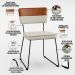 Mesa Capri 160cm Off White 6 Cadeiras Allana B05 Faixa Couríssimo Camel Linho Champagne - Lyam Decor