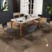 Mesa Capri 160cm Off White Com 6 Cadeiras Allana B05 Corano Preto Linho Cinza Escuro - Lyam Decor