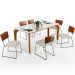 Mesa Capri 160cm Off White Com 6 Cadeiras Allana B05 Couríssimo Camel Linho Champagne - Lyam Decor
