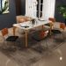 Mesa Capri 160cm Off White Com 6 Cadeiras Allana B05 Couríssimo Camel Linho Chumbo - Lyam Decor