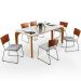 Mesa Capri 160cm Off White Com 6 Cadeiras Allana B05 Couríssimo Camel Linho Cinza - Lyam Decor