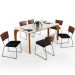 Mesa Capri 160cm Off White Com 6 Cadeiras Allana B05 Couríssimo Marrom Linho Chumbo - Lyam Decor
