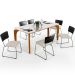 Mesa Capri 160cm Off White Com 6 Cadeiras Allana B05 Couríssimo Preto Linho Champagne - Lyam Decor
