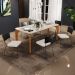 Mesa Capri 160cm Off White Com 6 Cadeiras Allana B05 Couríssimo Preto Linho Champagne - Lyam Decor