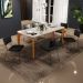 Mesa Capri 160cm Off White Com 6 Cadeiras Allana B05 Couríssimo Preto Linho Chumbo - Lyam Decor