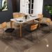 Mesa Capri 160cm Off White Com 6 Cadeiras Allana B05 Couríssimo Whisky Linho Chumbo - Lyam Decor