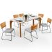 Mesa Capri 160cm Off White Com 6 Cadeiras Allana B05 Couríssimo Whisky Linho Cinza - Lyam Decor