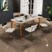 Mesa Capri 160cm Off White Com 6 Cadeiras Allana B05 Faixa Corano Preto Linho Champagne - Lyam Decor