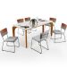 Mesa Capri 160cm Off White Com 6 Cadeiras Allana B05 Faixa Couríssimo Camel Linho Cinza - Lyam Decor