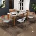 Mesa Capri 160cm Off White Com 6 Cadeiras Allana B05 Faixa Couríssimo Camel Linho Cinza - Lyam Decor