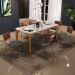 Mesa Capri 160cm Off White E 6 Cadeiras Allana B05 Couríssimo Marrom Linho Cinza Escuro - Lyam Decor