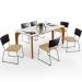 Mesa Capri 160cm Off White E 6 Cadeiras Allana B05 Couríssimo Preto Linho Bege Escuro - Lyam Decor