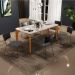Mesa Capri 160cm Off White E 6 Cadeiras Allana B05 Couríssimo Preto Linho Cinza Escuro - Lyam Decor