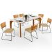 Mesa Capri 160cm Off White E 6 Cadeiras Allana B05 Couríssimo Whisky Linho Bege Escuro - Lyam Decor