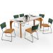 Mesa Capri 160cm Off White E 6 Cadeiras Allana B05 Facto Verde Musgo Couríssimo Whisky - Lyam Decor