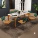Mesa Capri 160cm Off White E 6 Cadeiras Allana B05 Facto Verde Musgo Couríssimo Whisky - Lyam Decor