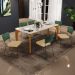 Mesa Capri 160cm Off White E 6 Cadeiras Allana B05 Facto Verde Musgo Linho Bege Escuro - Lyam Decor