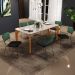 Mesa Capri 160cm Off White E 6 Cadeiras Allana B05 Facto Verde Musgo Linho Chumbo - Lyam Decor