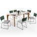 Mesa Capri 160cm Off White E 6 Cadeiras Allana B05 Facto Verde Musgo Linho Cinza - Lyam Decor