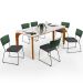 Mesa Capri 160cm Off White E 6 Cadeiras Allana B05 Facto Verde Musgo Linho Cinza Escuro - Lyam Decor