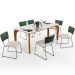 Mesa Capri 160cm Off White E 6 Cadeiras Allana B05 Facto Verde Musgo Linho Cru - Lyam Decor