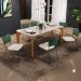 Mesa Capri 160cm Off White E 6 Cadeiras Allana B05 Facto Verde Musgo Linho Cru - Lyam Decor