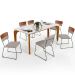 Mesa Capri 160cm Off White Nature Com 6 Cadeiras Allana B05 Couríssimo Camel Linho Bege - Lyam Decor