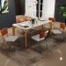 Mesa Capri 160cm Off White Nature Com 6 Cadeiras Allana B05 Couríssimo Camel Linho Bege - Lyam Decor