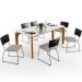 Mesa Capri 160cm Off White Nature E 6 Cadeiras Allana B05 Couríssimo Preto Linho Bege - Lyam Decor